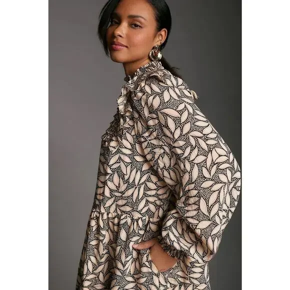 By Anthropologie Long Sleeve Printed Smocked Mini Dress 3X - Picture 3 of 14